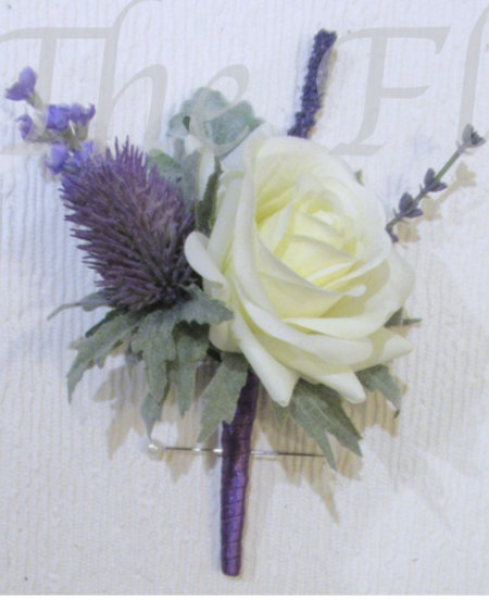 Feesh touch rose and thistle buttonhole